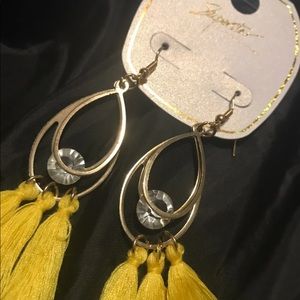 Yellow tassel earrings